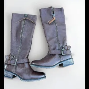 STEVE MADDEN ronndo Leather Combat Moto Boots Knee Heigh Womens 8.5 Fits 7.5