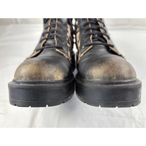 Steve Madden Trade Leopard Print Studded Combat Boots Shoes Sz 7 M