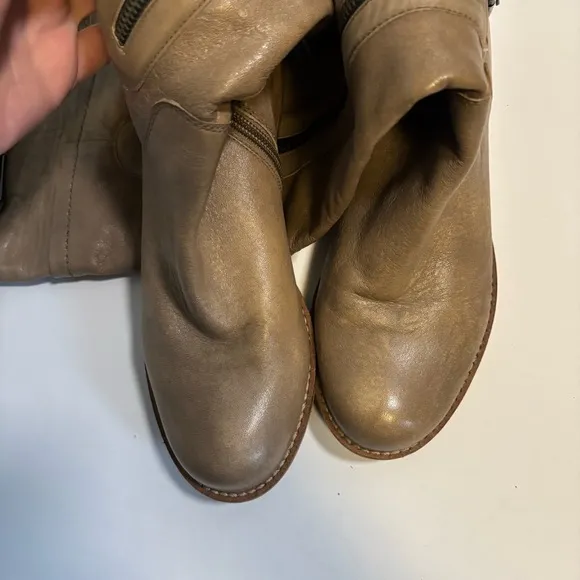 Steve Madden Women’s Sabra Leather Over the Knee Boots Taupe