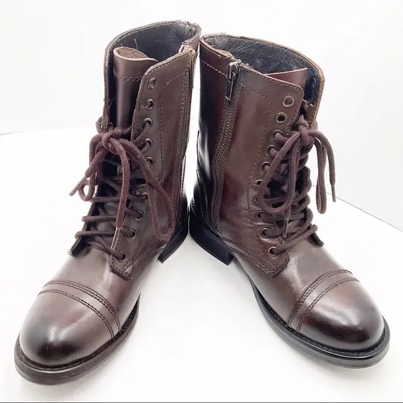 {Steve Madden}Troopa Lace-up Leather Combat Boots