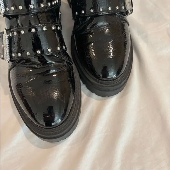 Steven By Steve Madden Black Combat Moto Boots