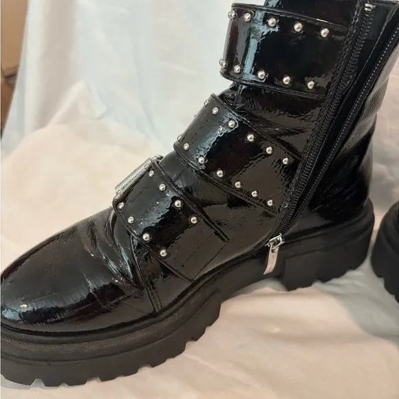 Steven By Steve Madden Black Combat Moto Boots