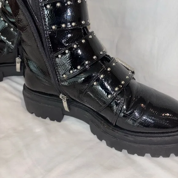 Steven By Steve Madden Black Combat Moto Boots