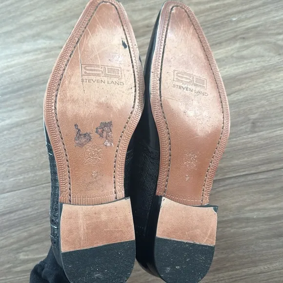 Steven Land Black Leather Oxford Shoes