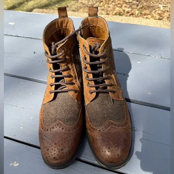 Steven Madden Men's Brown Brogue Boots S/ 10