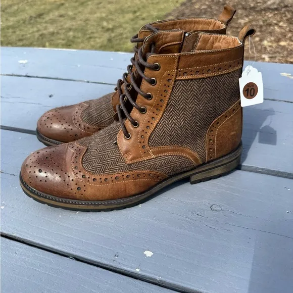 Steven Madden Men's Brown Brogue Boots S/ 10
