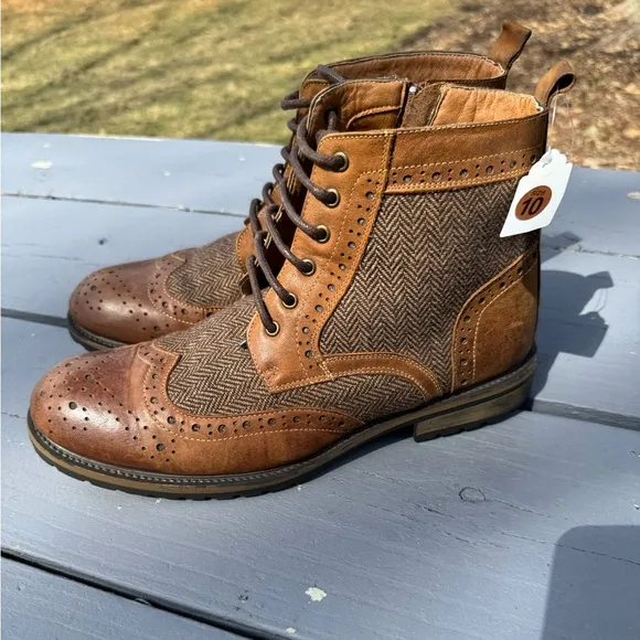 Steven Madden Men's Brown Brogue Boots S/ 10