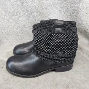 Steven Shoes Womens Size 8.5 Black Leather Gothic Chainmail Boots