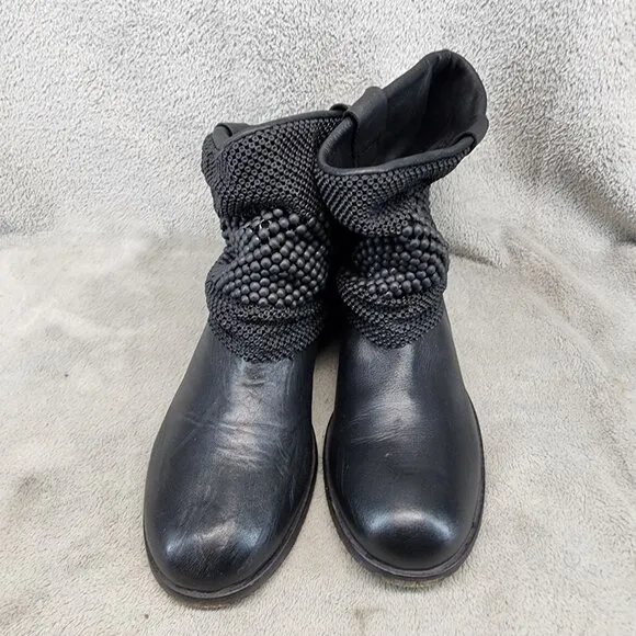 Steven Shoes Womens Size 8.5 Black Leather Gothic Chainmail Boots