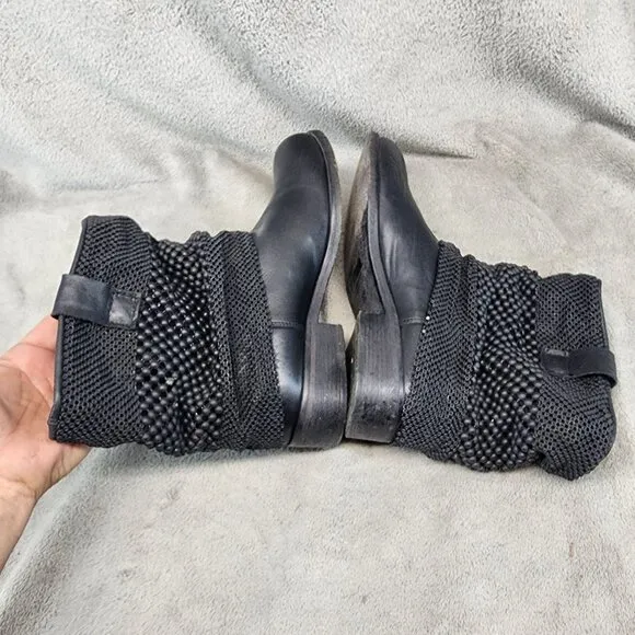 Steven Shoes Womens Size 8.5 Black Leather Gothic Chainmail Boots