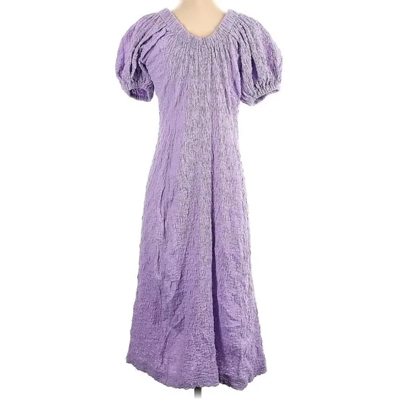 Stine Goya Puff Sleeve Smock Lilac Dress (S)