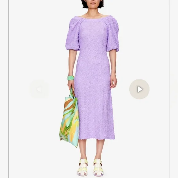 Stine Goya Puff Sleeve Smock Lilac Dress (S)
