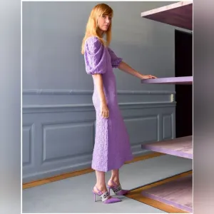 Stine Goya Puff Sleeve Smock Lilac Dress (S)