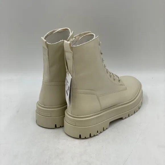 STRADIVARIUS Off White Lace Up Ankle Boot