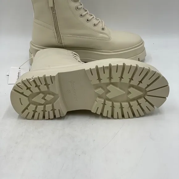 STRADIVARIUS Off White Lace Up Ankle Boot