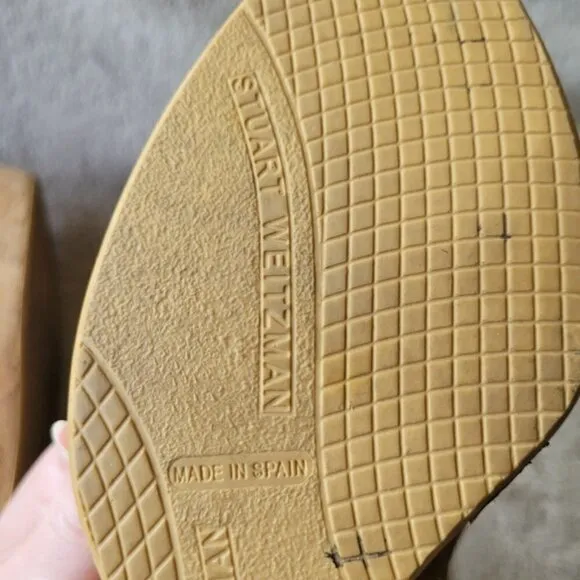 Stuart Weitzman Anna open toe cork wedges Pryrite Nocturn size 9