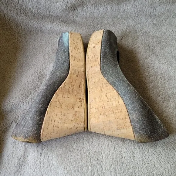 Stuart Weitzman Anna open toe cork wedges Pryrite Nocturn size 9