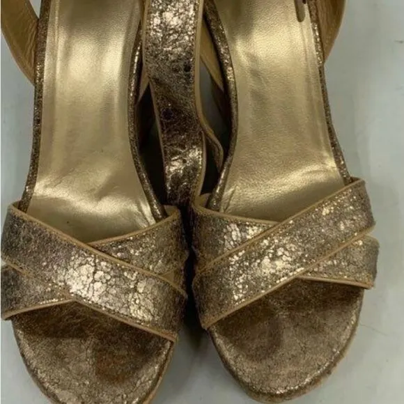 Stuart Weitzman Annex Crackle Metallic Wedge Sandals