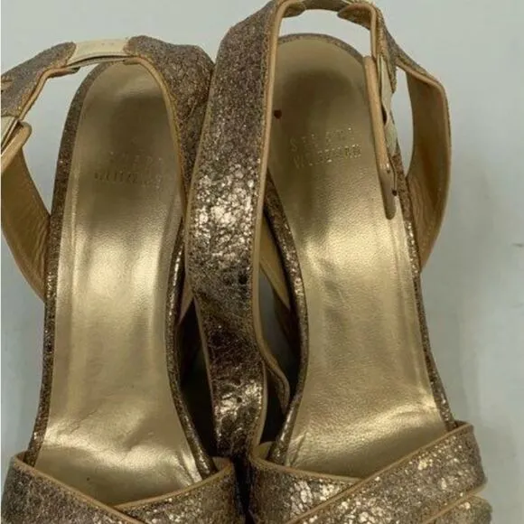 Stuart Weitzman Annex Crackle Metallic Wedge Sandals