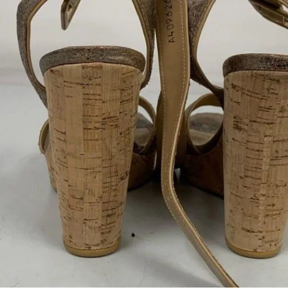 Stuart Weitzman Annex Crackle Metallic Wedge Sandals