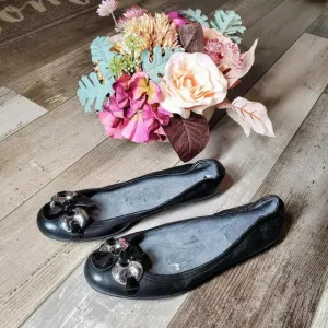 Stuart Weitzman Black Ballet Slip on Leather Flats Round Toe Women's Size 7.5M