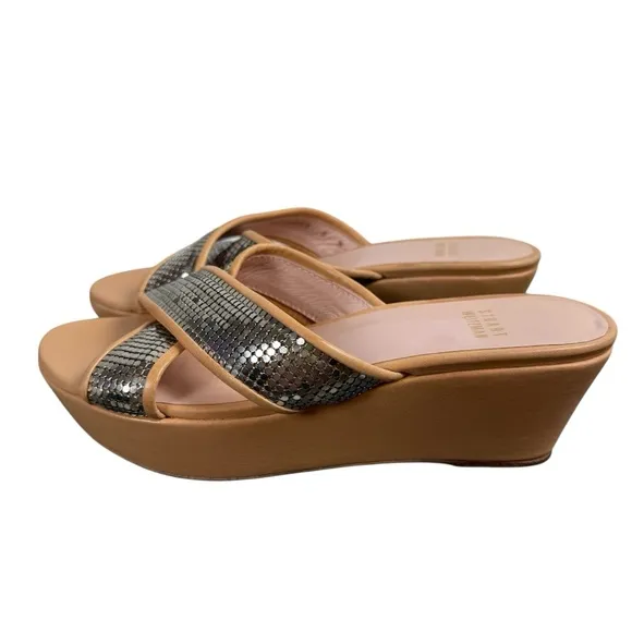 Stuart Weitzman Chain Maille Platform Slide Sandal Wedges Size 6 Medium NW 85095
