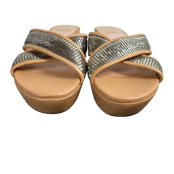 Stuart Weitzman Chain Maille Platform Slide Sandal Wedges Size 6 Medium NW 85095