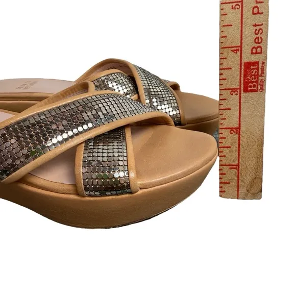 Stuart Weitzman Chain Maille Platform Slide Sandal Wedges Size 6 Medium NW 85095
