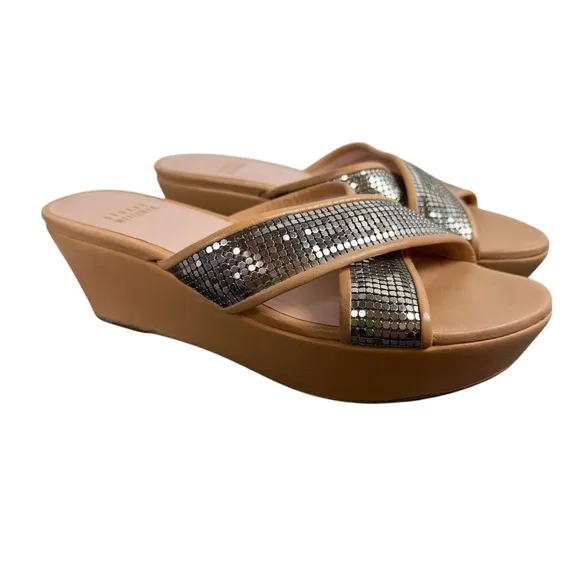 Stuart Weitzman Chain Maille Platform Slide Sandal Wedges Size 6 Medium NW 85095