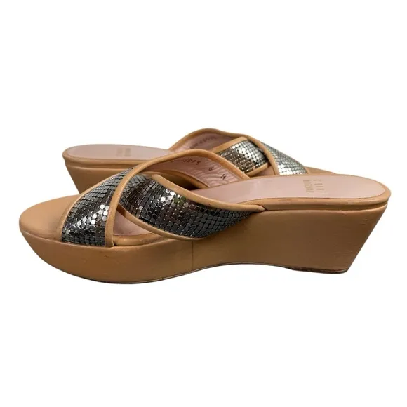 Stuart Weitzman Chain Maille Platform Slide Sandal Wedges Size 6 Medium NW 85095