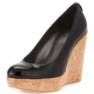 STUART WEITZMAN Corkswoon Patent Leather Adobe Wedges