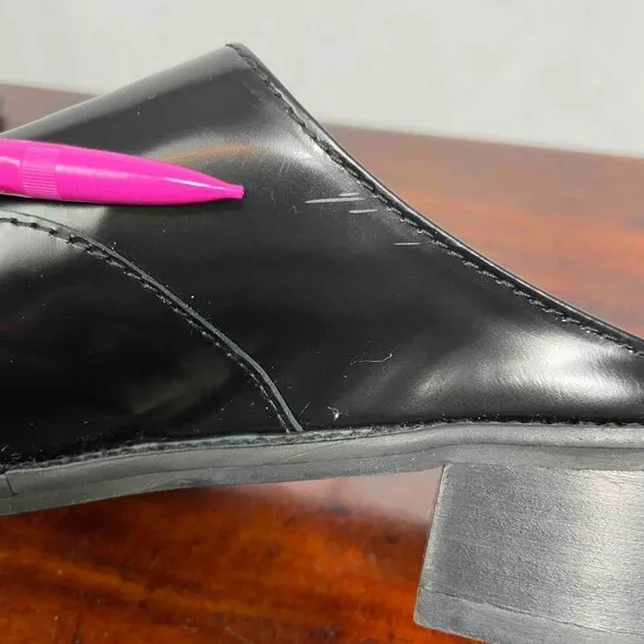 STUART WEITZMAN Designer Black Leather Womens Lace Up Oxford Mules Size 8 1/2