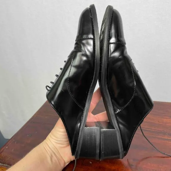 STUART WEITZMAN Designer Black Leather Womens Lace Up Oxford Mules Size 8 1/2