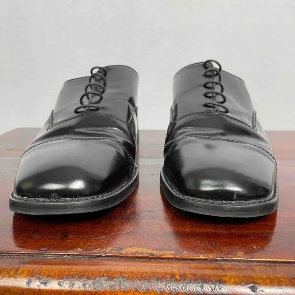 STUART WEITZMAN Designer Black Leather Womens Lace Up Oxford Mules Size 8 1/2