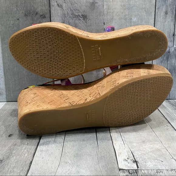 STUART WEITZMAN Diverge Patent Watercolor Platform Wedges Size 7.5