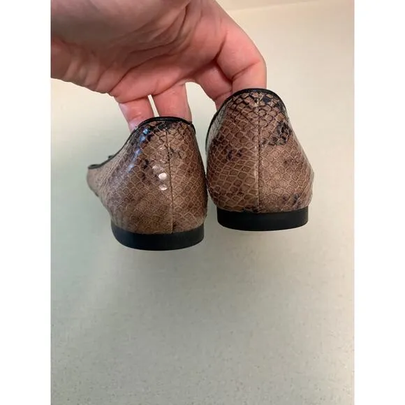 Stuart Weitzman Gabby Ballet Flats Leather Snakeskin Round Toe Size 6