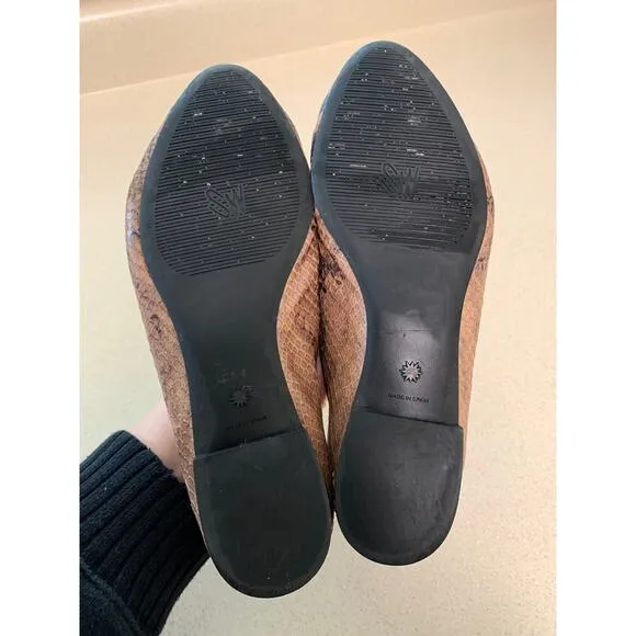 Stuart Weitzman Gabby Ballet Flats Leather Snakeskin Round Toe Size 6