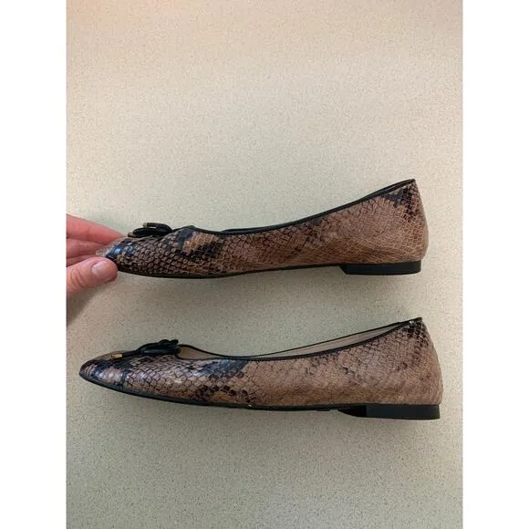 Stuart Weitzman Gabby Ballet Flats Leather Snakeskin Round Toe Size 6