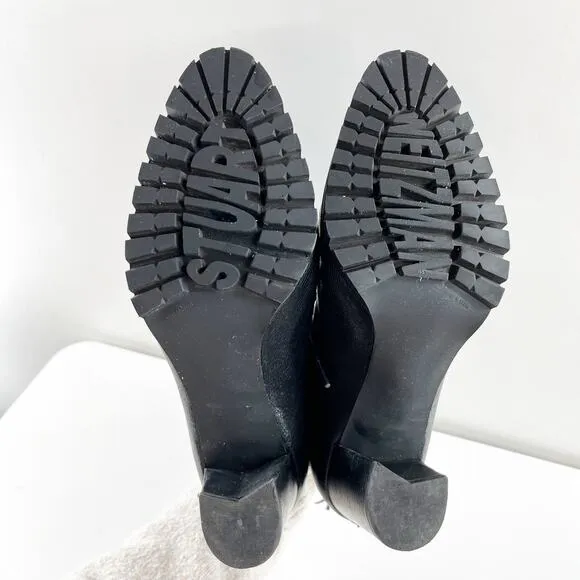 Stuart Weitzman Heeled Leather Ankle Combat Boots Booties Black 7.5