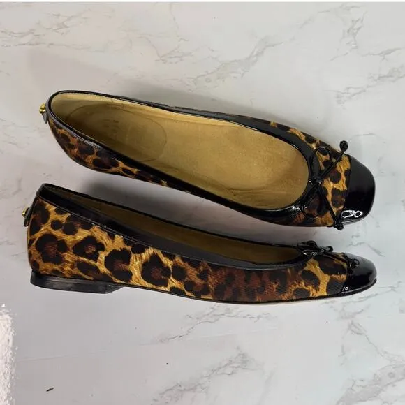 Stuart Weitzman Leopard Print Cap Toe Slip-on Ballet Flats Size 6.5