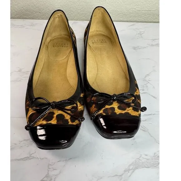 Stuart Weitzman Leopard Print Cap Toe Slip-on Ballet Flats Size 6.5
