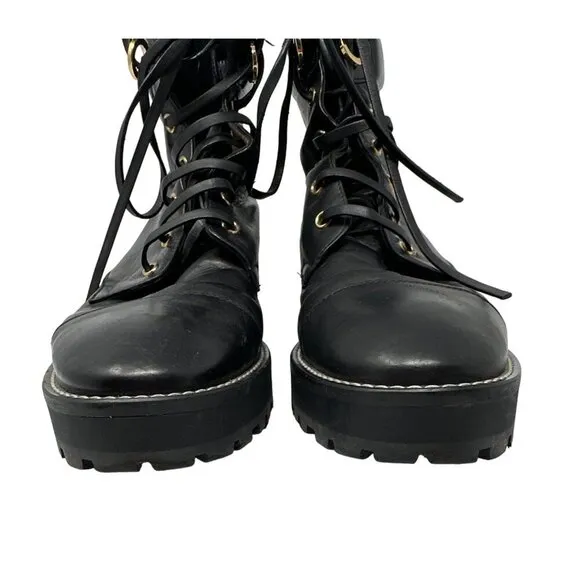 Stuart Weitzman Lexy Black Combat Boot Size 8.5M