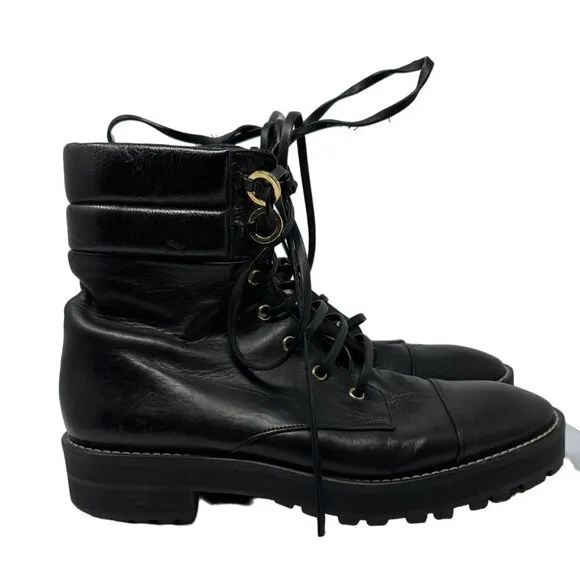 Stuart Weitzman Lexy Black Combat Boot Size 8.5M