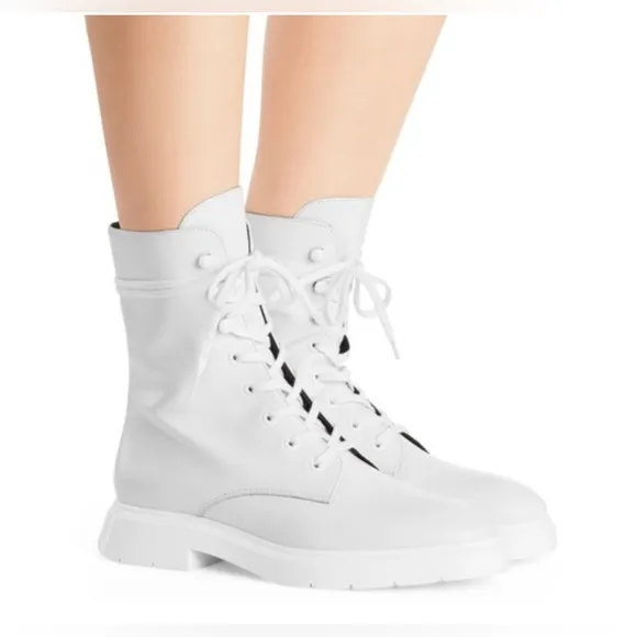 STUART WEITZMAN MCKENZEE LACE UP ANKLE COMBAT BIKER BOOTIE $695 US 10