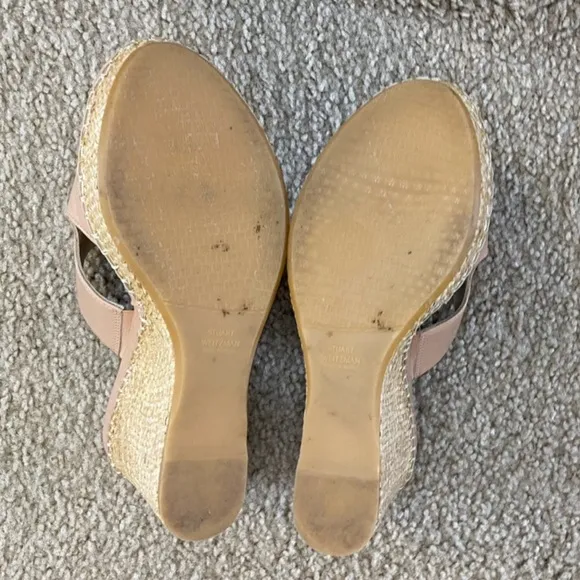 Stuart Weitzman Nude Platform Leather Wedges Size 7