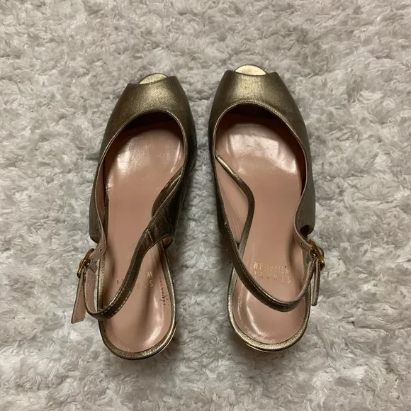 STUART WEITZMAN SLING BACK PEEP TOE WEDGES