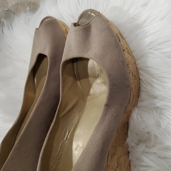 Stuart Weitzman  Suede Platform Wedges with Cork Heel Size 9.5