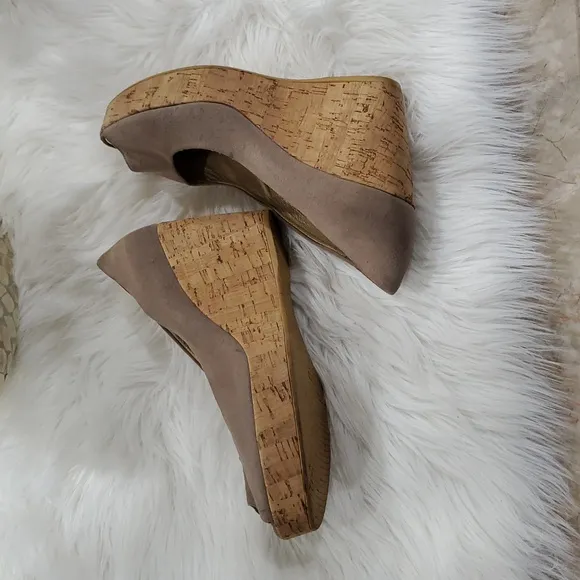 Stuart Weitzman  Suede Platform Wedges with Cork Heel Size 9.5