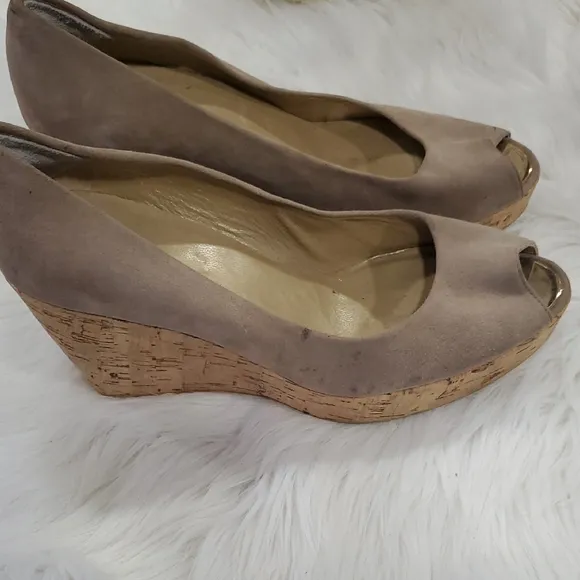 Stuart Weitzman  Suede Platform Wedges with Cork Heel Size 9.5