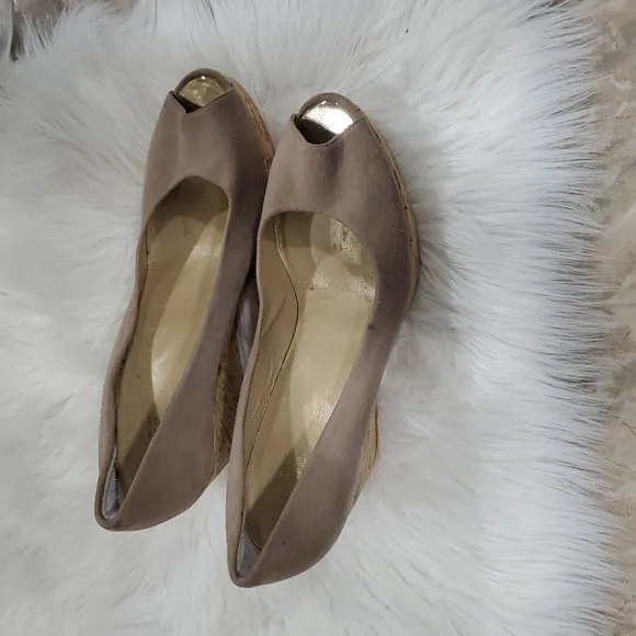 Stuart Weitzman  Suede Platform Wedges with Cork Heel Size 9.5